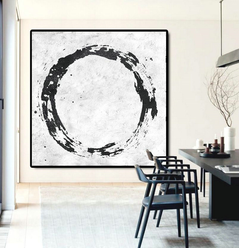 Extra Large 72" Acrylic Painting,Oversized Minimal Black And White Painting - Modern Wall Art